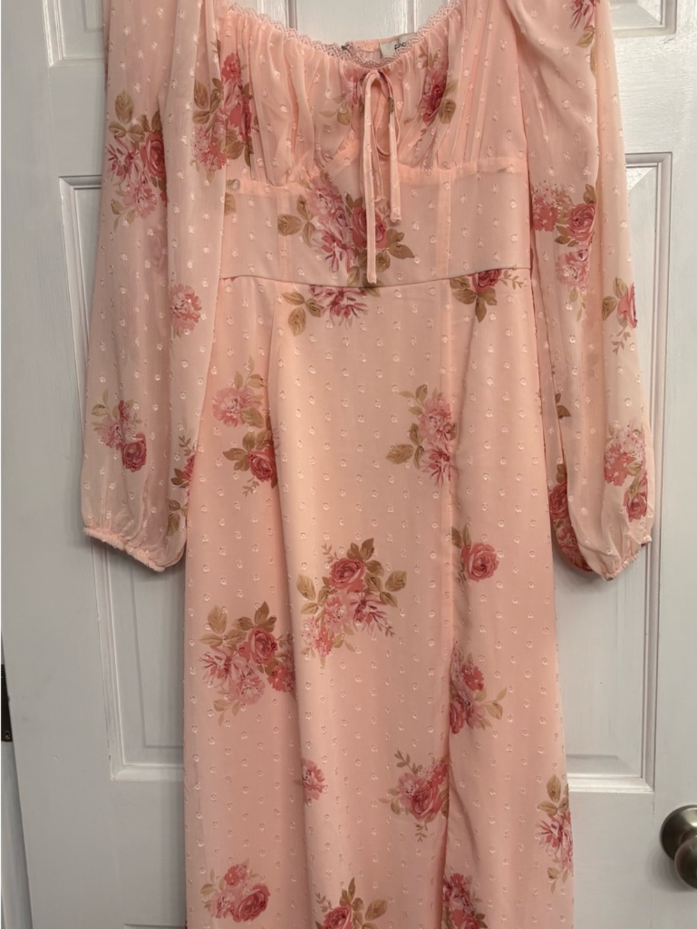 Francesca's Collections Pale Pink Sheer Floral Top